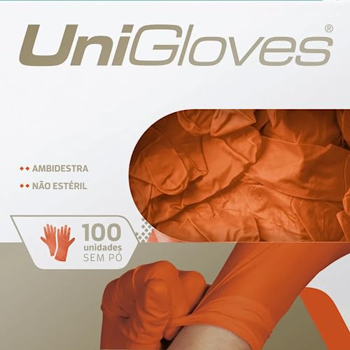 UNIGLOVES Luva De Látex Orange Para Procedimento (Sem Pó) Unigloves® - M - 100 Unidades