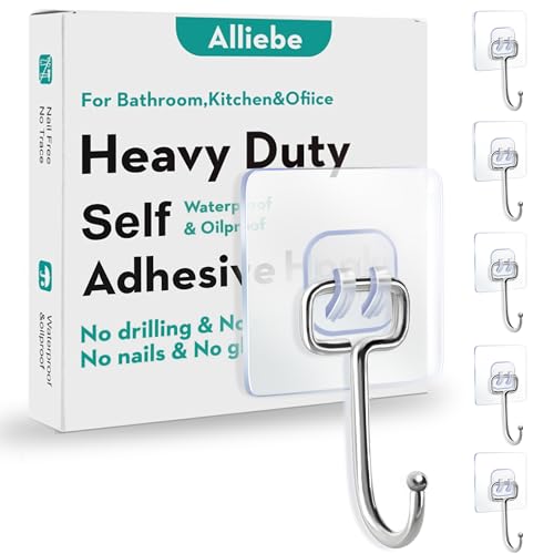 Alliebe Haken zum Aufhängen,10-Pack Halten 44lb (Max),große Haken zum Aufhängen Heavy Duty,wasserdichte klebende Wandhaken,Schlafzimmer,Wohnzimmer,Küchen,Badezimmer klebrige Haken,Handtuchhaken