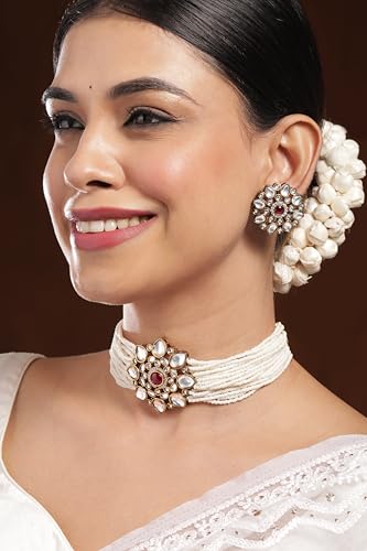 Image of Rubans Choker Necklace Set Traditional Stylish Jewellery Gift for Women & Girls