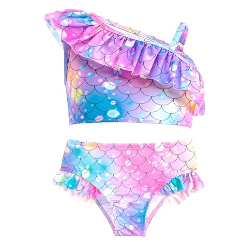 Image of GALLDEALS Girls Swimsuit 3 Piece Bathing Suits Flounce Ruffle Tankini Set Beach Swimwear with Cover Ups Skirt for 3-10 Years