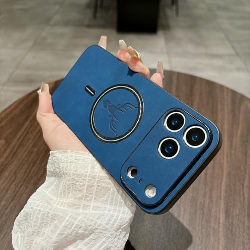 Étui pour iPhone 12 bleu en silicone et cuir avec support magnétique