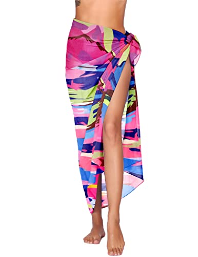 Image of Ekouaer Women Sarong Swimsuit Coverups Chiffon Long Bikini Wraps Sheer Beach Bathing Suit Cover Up