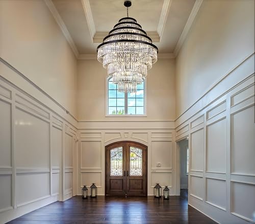 Wellmet Extra Large Crystal Chandelier, Black 9-Tier Luxury Crystal Chandelier, for Living Room, Dining Room, Porch, Entryway, Hallway, Restaurant, 40''W by Wellmet - Image 6