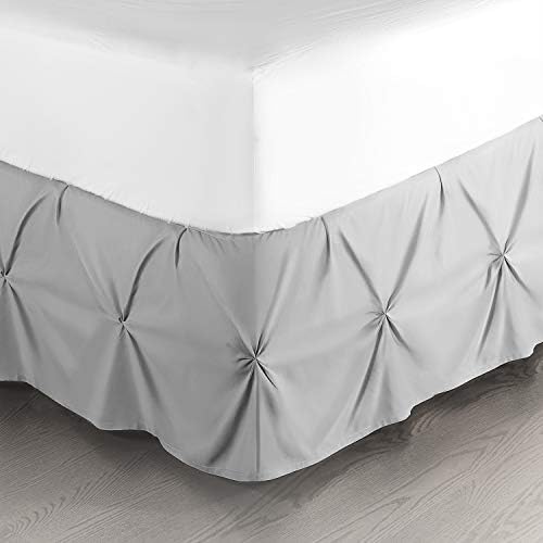 Nestl Light Grey Bed Skirt Full Size, Pinch Pleat Full Bed Skirt, 14" Inch Drop Full Bedskirt, Hotel Quality Light Grey Bed Skirts, Premium Microfiber Bedskirt for Full Bed, Light Grey Full Bed Skirt