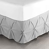 Nestl Light Grey Bed Skirt Queen Size, Pinch Pleat Queen Bed Skirt, 14' Inch Drop Queen Bedskirt, Hotel Quality Light Grey Bed Skirts, Microfiber Bedskirt for Queen Bed, Light Grey Queen Bed Skirt