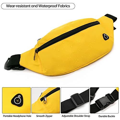 Long Keeper Waist Fanny Pack for Women Men Waterproof Bum Bag Dog Walking Running Hiking Waist Packs with Adjustable Belt for Sport Travel Outdoor B-Yellow - Image 4