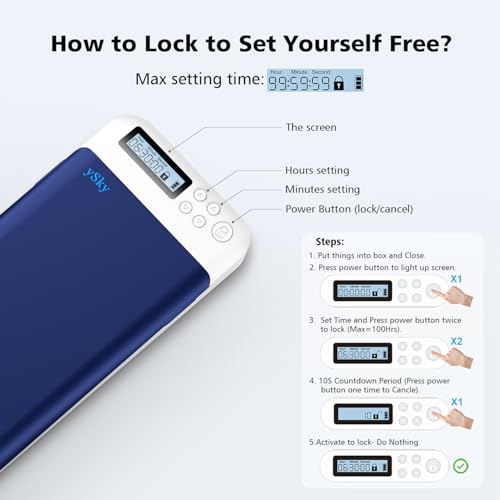 Image of ySky Cell Phone Lock Box with Timer,Portable Timed Phone Lock Box for iPhone and Android Phones, Self-Control Timer Phone Locker Jail to Help Kids,Students Focus Back