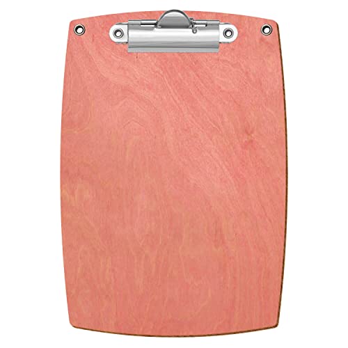 Bütic - Portapapeles de madera convexo, color rosa, para A3, A4, A5, A6, con ojales para colgar, formato: A6 alto, abrazadera: pinza de dientes plateada Cover