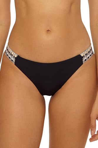 BECCA Women's Standard Crochet Trimmed Bikini Bottom, Cheeky Coverage, Swimwear