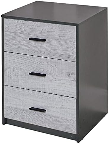 URBNLIVING 3 Drawer Wooden Bedroom Bedside Cabinet (White Carcass + White Drawers)