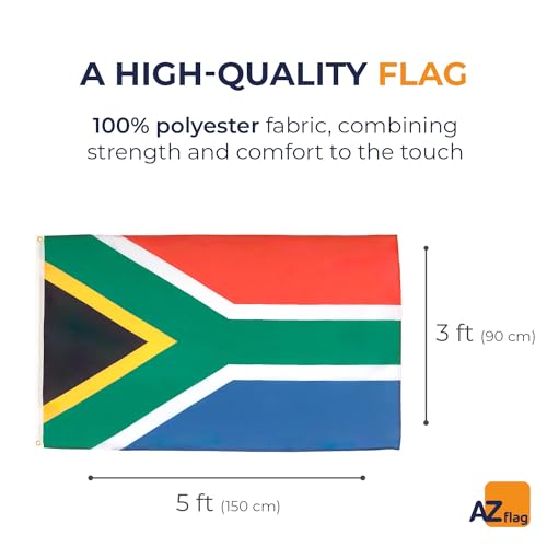 Image of AZ FLAG South Africa Flag - 3x5 Ft - Light Polyester South African Banner with Two Brass Eyelets - Fade Resistant - Vivid Colors - 3' x 5' Feet - 150x90 Cm