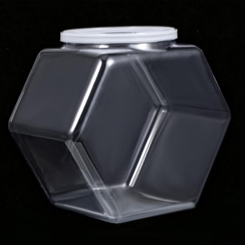 Gsbnjuy Candy Jar with Lid Kitchen Hexagon Cookie Jars Plastic Clear Treat Countertop Display Containers Dry Food Storage for Candy Snacks Cookies Craft 72oz
