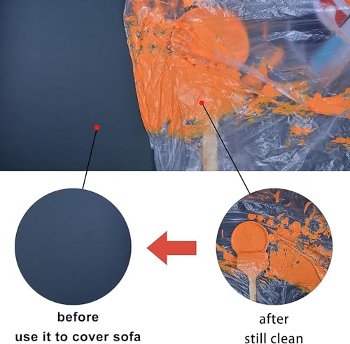 Oiyeefo 20 Pcs Plastic Sheeting Drop Cloths for Painting, 9x12ft Plastic Tarp Waterproof Dustproof Almost Tear Resistance Multi-Purpose Furniture Cover Floor Wall Protection Film - Thumbnail 5