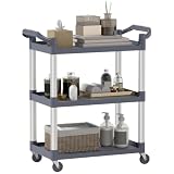 HOMCOM Carrito Auxiliar con Ruedas de 3 Niveles 88x44x93 cm Gris
