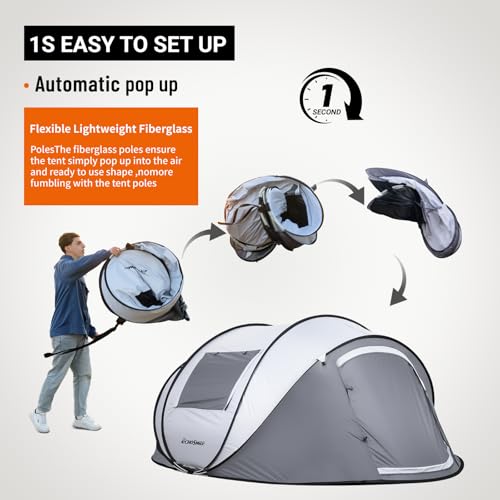 EchoSmile Instant Pop Up Tent,4-6 Person CampingTent,Waterproof Sunshade Family Tent,Portable Lightweight Dome Tent for Outdoor Beach Camping,Hiking&Travel image 3