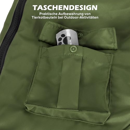 Woiil Hundejacke Hundemantel für Grosse Hunde Warmer Hundepullover Winter Hundejacke Weste Winddicht Mantel Hoodie Winter Hunde Außenjacke für Spazierengehen Armeegrün XL