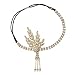 BABEYOND Art Deco 1920's Flapper Great Gatsby Inspired Leaf Medallion Pearl Headpiece Headband (Gold)