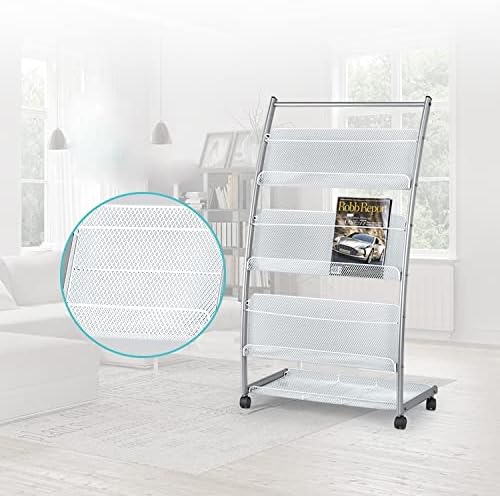 Mobile Storage Rack Freestanding Display Rack Tool Pegboard Garage,Metal Magazine Rack Floor Standing Newspaper Storage Book Rack Bookshelf Display Stand with Brochure Holder for Publicity D