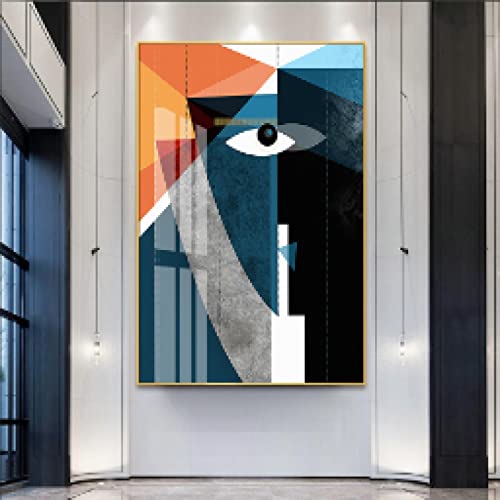 Impression sur toile abstraite moderne visage géométrique 50x70cm