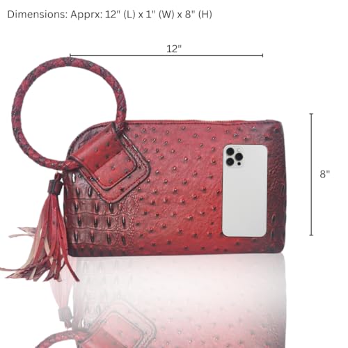 Image of NGIL Faux Leather Mini Wristlet Purse | Women's Handbag, Fashion Wristlet Wallet, Compact Everyday Purse with Fringe Tassel