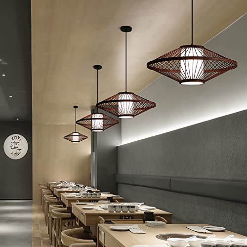 Luminaire en bambou tricoté main suspension rotin vintage réglable E26