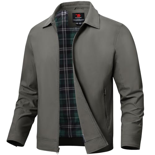 Image of TBMPOY Mens Lightweight Jackets Light Windbreaker Full Zip Casual Work Jacket Golf Business Fall Track Coat with Pockets