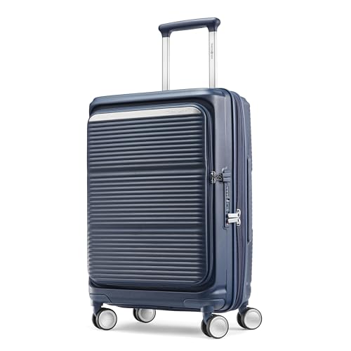 Image of Samsonite Paralux Carry-On Luggage - Innovative Design - Quick Access Front Pocket - Dual Suspension Wheel Technology - TSA Lock - Expandable - Includes Removable Packing Cubes - Midnight Navy