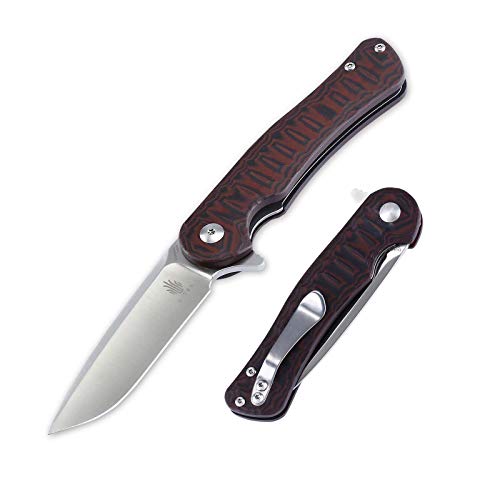 Kizer Cutlery Folding Pocket Knife Flipper Liner Lock Red G10 Handles Tactical Knife, Kizer Dukes Matt Cucchiara V3466A2
