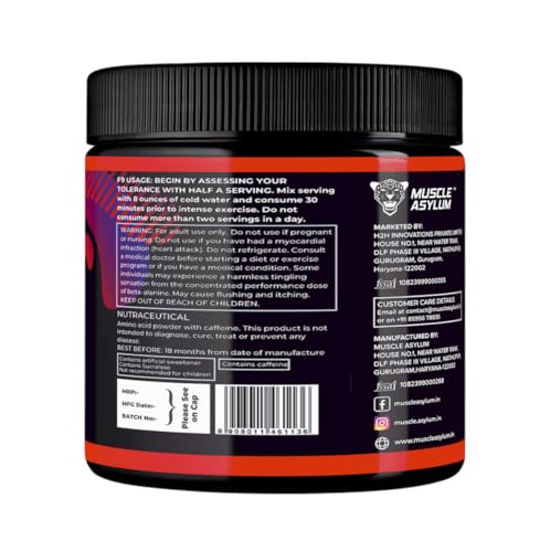 Image of Muscle Asylum F9 Series Pre-Workout Powder l 200g, 25 Servings l Cola l With Genuine Lab Reports l Boosts Energy & Endurance | Improves Focus | Revs Up Recovery | 1.5g Bcaa | 750mg Alanine | with 300mg Caffeine Per serve