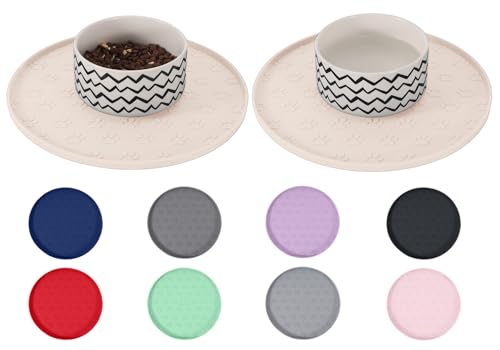 Comtim Waterproof Dog Food Mat - 2 Pack Silicone Pet Food Mat Dog Food Bowl Mats Cat Water Mats...