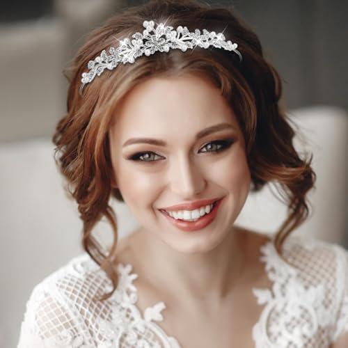 Diadem Hochzeit, Krone Kristall Tiara Abschlussball Crown Braut Stirnband Diadem Crown für Mädchen Abschlussball Geburtstag Hochzeit Party (Silber)