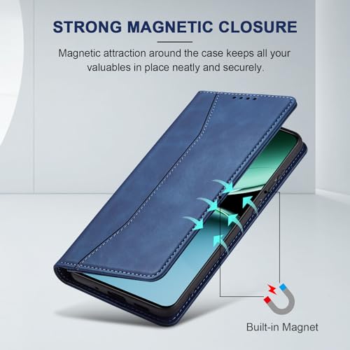 Image of Jasonyu Case for OnePlus Nord 4 5G Leather Wallet Flip Cover with Card Holder,Kickstand, Magnetic Closure,TPU Shockproof Phone Case Compatible with OnePlus Nord 4 (Blue)