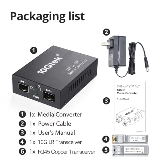 Image of Ipolex 10G SFP+ to SFP+ Fiber Media Converter Kit, Fiber to RJ45 Adapter