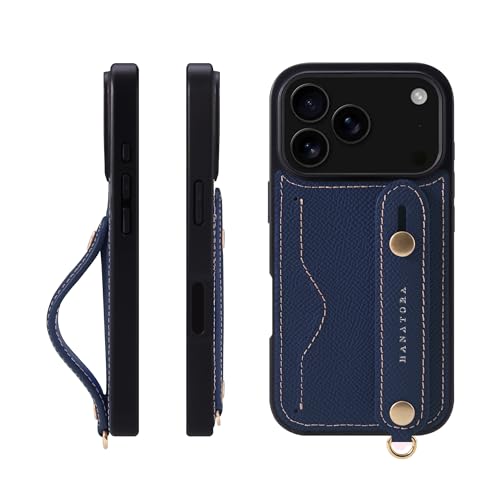 HANATORA for iPhone 17Pro �P�[�X �{�v �ϏՌ� �w�ʃx���g �J�[�h�|�P�b�g �X�}�z�P�[�X �X�}�z �X�^���h�@�\ �l�b�N �X�g���b�v �t�� �G���{�X���U�[ �M�t�g �}�O�l�b�g�Ȃ� �l�C�r�[ NCGH-17Pro-Navy