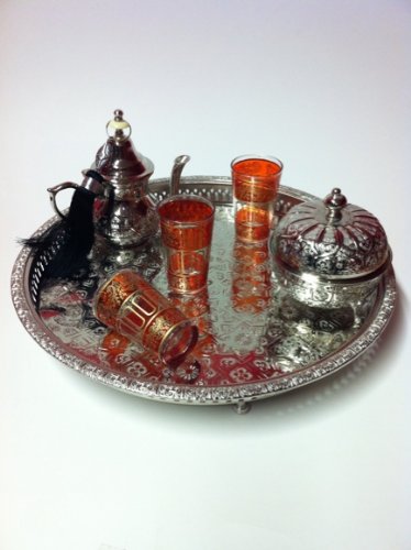 Orientalische verzierte Teegläser Set 6 Gläser Lamia Orange Gold | Marokkanische Tee Gläser Set 6 teilig Deko… – Bild 6