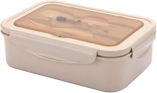 Double-Layer Bento Lunch Box Set – Microwave Safe, 3-Compartment Rectangular Plastic Food Container