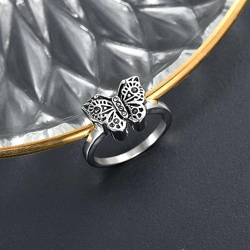 Bague d'urnes cendres papillon en argent pour hommage unique