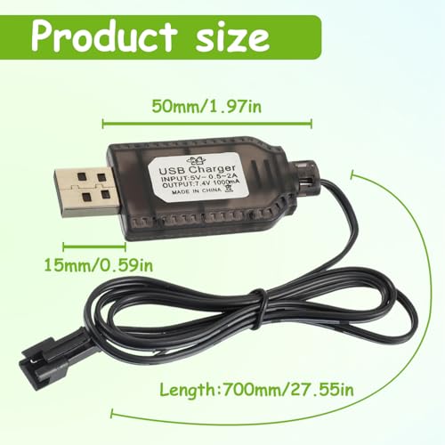 EPLZON 7,4 V Cable Carga de batería, Adaptador de Enchufe SM-2 Pines, Utilizado en avión RC, Tanque RC, Vehículo Modelo RC, Coche Buggy, Camión, Barco (2 Piezas) - imagen 2