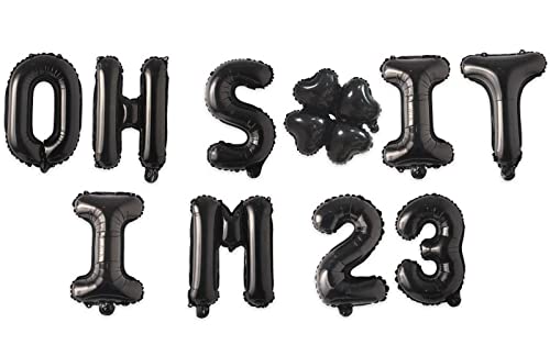 Image of Oh I'm 23! Latex Balloons 16 Inch Black Hallo Twenty Three Cheers to 23 Years Old Theme Decor for Man Woman Happy 23th Birthday Party Photo Studio Prop Flag Decorations Favors Supplies
