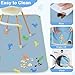 BeBeJoJo Splat Mat for Under High Chair 42 x 42 Inch Waterproof Baby Splash Mat with Non Slip Bottom Reusable Portable Highchair Mat for Floor Food Catcher for High Chair, Blue Dinosaur