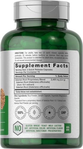 Horbäach CL3115 Valerian Root Capsules | 2400 Mg | 150 Count | Extract Supplement thumb #1