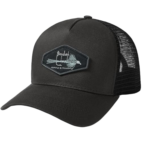 BASSDASH Trucker Hat Embroidered Patch Adjustable Baseball Cap Mesh Back Fishing Hat