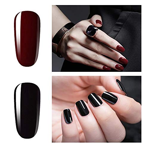 Vishine 2 Colors 15Ml Nail Gel Polish Set Black Dark Red Wine Color Soak Off Uv Led Varnish Long Lasting Nail Art Classic Collection #TOP1