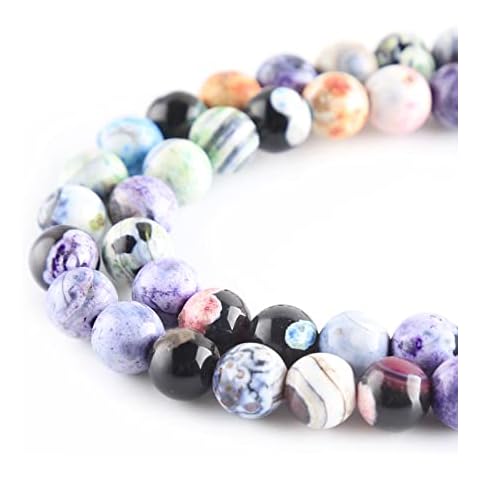 8mm Colorful Fire Agate Loose Beads Round Gemstone Loose Beads for Jewelry Making Cover