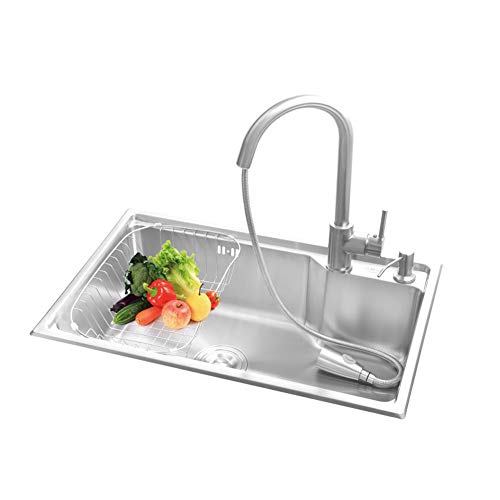 Robinet d'évier de cuisine et bol carré pour optimiser la vaisselle