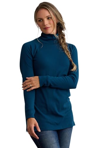 Fair Indigo Women's Luxe 100% Organic Pima Cotton High-Neck Tunic