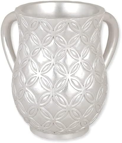 (D) Judaica White Wash Cup with 2 Handles Jewish Decor