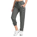 BVVU Women's Hiking Pants Lightweight Quick Dry Travel Outdoor Pants Waterproof Work Cargo Joggers with Zipper Pockets