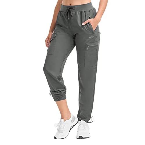 BVVU Women’s Hiking Pants Lightweight Quick Dry Travel Outdoor Pants Waterproof Work Cargo Joggers with Zipper Pockets