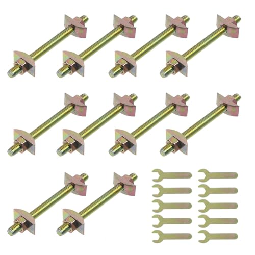 Muuookka 10 Juegos de Pernos Conexión para Encimeras, Sujetadores para Tableros Mesa, Paquete Pernos Tracción para Conectores de Unión, Pernos de Tracción de Inglete y Pernos Cremallera, B